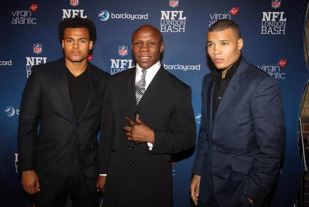 Chris Eubank with two of his sons Sebastian Eubank (left) and Chris Eubank Junior (right).