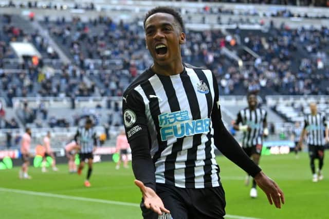 Joe Willock celebrates his goal against Sheffield United.