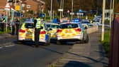 Police at the scene of the crash on Galsworthy Road in Whiteleas. Photo by Sean Martin.