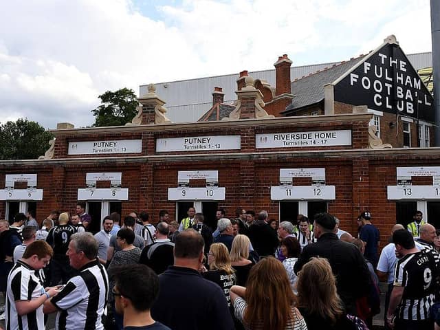 Newcastle United fans gather at Craven Cottage in 2016.