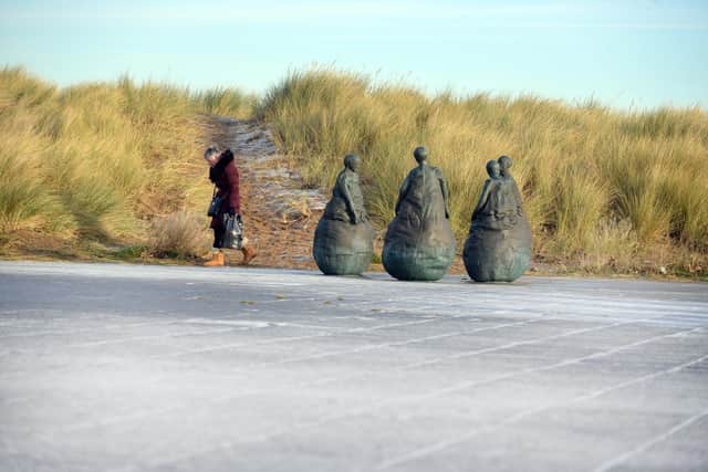 Icy conditions at Littlehaven Beach weebles