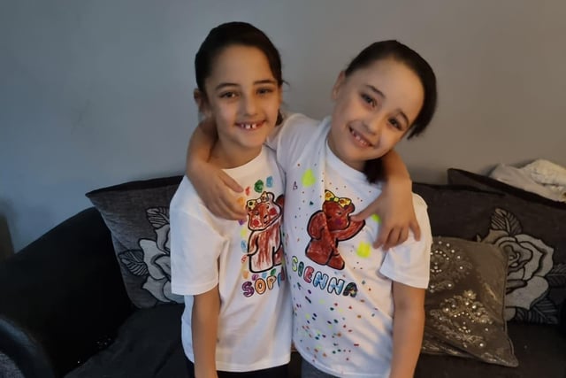 Twins Sienna and Sophia, aged 8