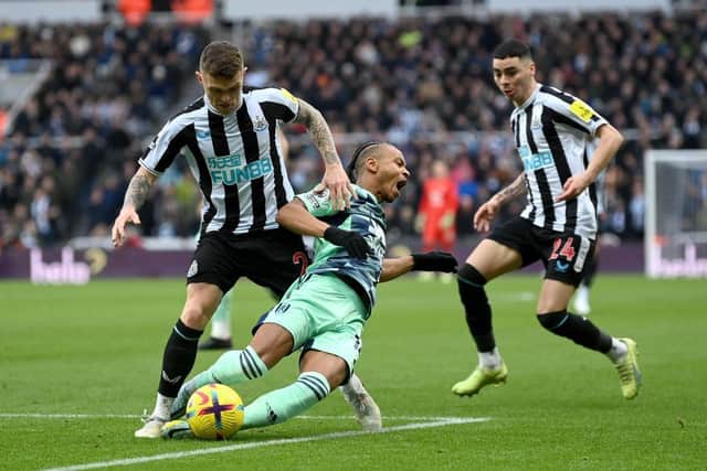 Fulham were awarded a penalty following Kieran Trippier 's foul on Bobby Decordova-Reid. (Photo by Michael Regan/Getty Images)