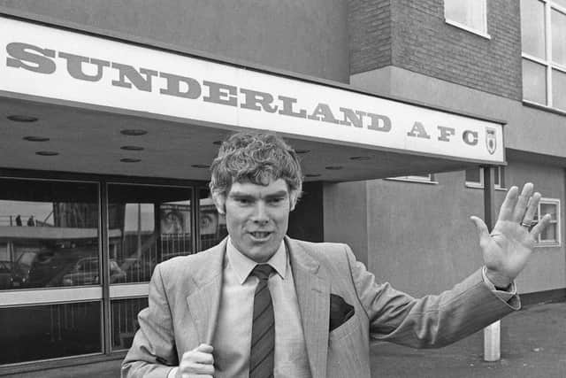 Ex-Sunderland football player, the late Len Ashurst, as club manager at 1980s press conference.
