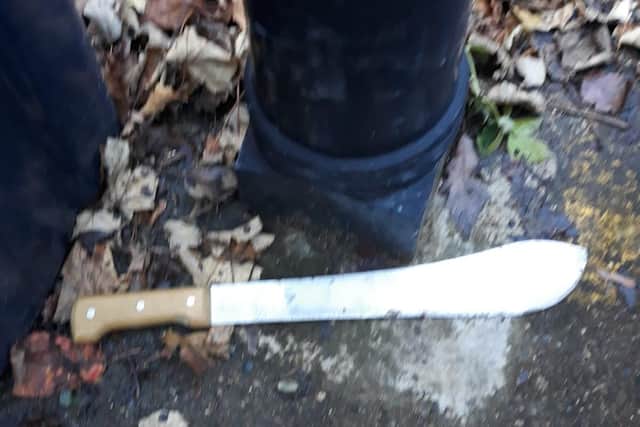 A machete found by officers from Northumbria Police during the operation.