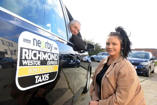 Nearby Richmond taxi group driver fleet manager Gemma Errington and driver Matty Jewitt ahead of new campaign to bring more drivers into the trade.
