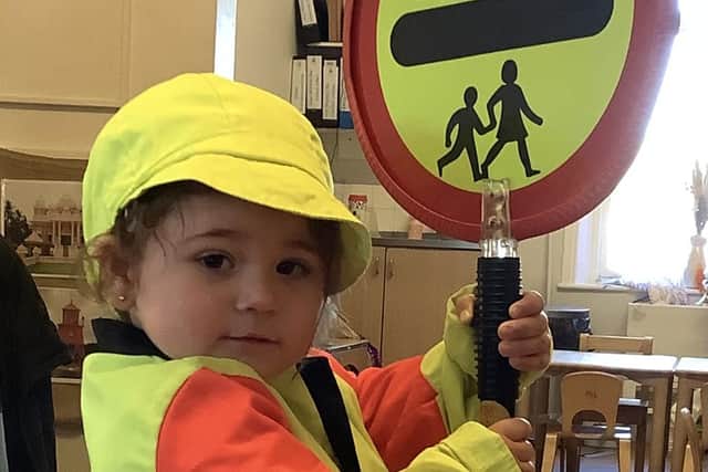 Children from Nurserytime South Shields get a lesson in road safety.