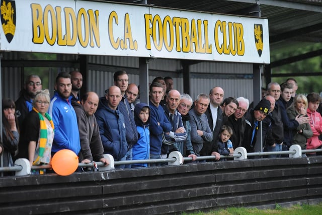 Fans watching the Wearside League Shipowners Cup Final between Boldon CA FC and Gateshead Leam Rangers in 2016.