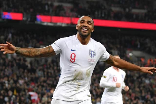 Callum Wilson of England celebrates after scoring his team's third goal during the International Friendly match between England and United States at Wembley Stadium on November 15, 2018 in London, United Kingdom.  (Photo by Shaun Botterill/Getty Images)