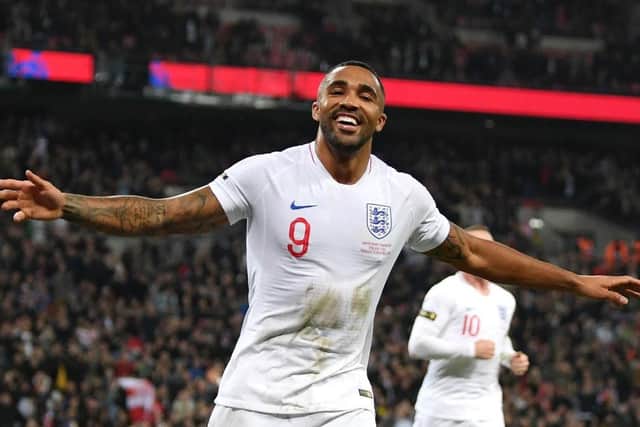 Callum Wilson of England celebrates after scoring his team's third goal during the International Friendly match between England and United States at Wembley Stadium on November 15, 2018 in London, United Kingdom. (Photo by Shaun Botterill/Getty Images)