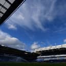 Blue sky over the stadium ahead of the English Premier League football match between Chelsea and Everton at Stamford Bridge in London on March 18, 2023. (Photo by Glyn KIRK / AFP)
