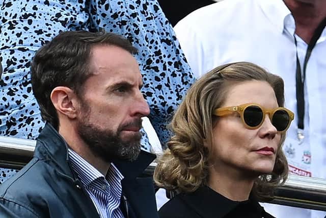 England manager Gareth Southgate with Newcastle United co-owner Amanda Staveley at St James's Park.