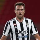 Aaron Ramsey of Juventus FC looks on during the AC Monza v Juventus FC - Trofeo Berlusconi at Stadio Brianteo on July 31, 2021 in Monza, Italy. (Photo by Marco Luzzani/Getty Images)