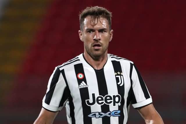 Aaron Ramsey of Juventus FC looks on during the AC Monza v Juventus FC - Trofeo Berlusconi at Stadio Brianteo on July 31, 2021 in Monza, Italy. (Photo by Marco Luzzani/Getty Images)