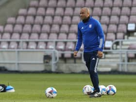Ipswich Town coach Kieron Dyer during the pre-match warm-up.