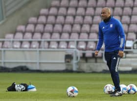 Ipswich Town coach Kieron Dyer during the pre-match warm-up.