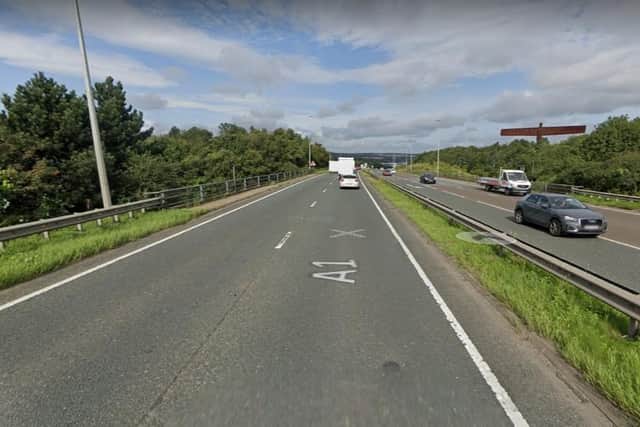 A stretch of the A1 had to be closed following an incident in which a man fell from a bridge.