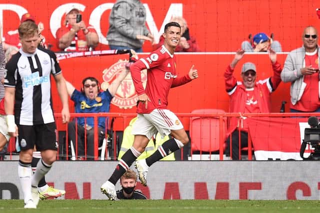 Cristiano Ronaldo celebrates after scoring.