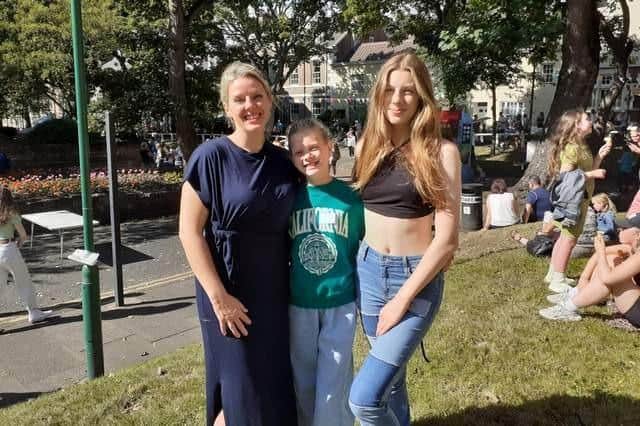 Residents' Association Chairwoman, Deborah Challis, with children Nancy Bloxham and Egie Bloxham