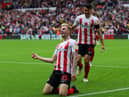 Carl Winchester scores the opening goal at the Stadium of Light