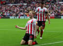 Carl Winchester scores the opening goal at the Stadium of Light