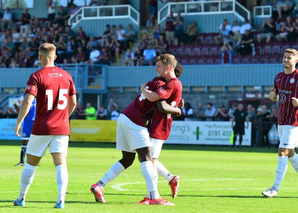 South Shields got off to a winning start in the Pitching In Northern Premier League as strikes from Michael Woods and Joao Gomes were enough to earn a deserved victory over Stalybridge Celtic on the opening day. Pic: Kev Wilson.