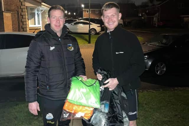 Simon Carr, Hebburn Town's clubs kit coordinator, and Aidan Heywood who runs the session on a Friday.