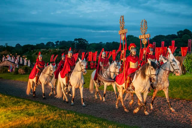 Romans riding on horseback at Kynren