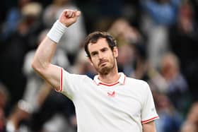 Andy Murray's celebrates his Centre Court win last night in his merino wool outfit.