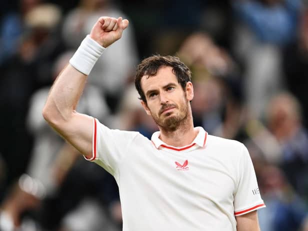 Andy Murray's celebrates his Centre Court win last night in his merino wool outfit.