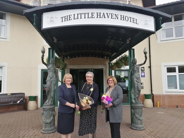 Little Haven Hotel company secretary Paula Taylor with Mayor of South Tyneside Cllr Pat Hay and Mayoress Mrs Jean Copp who were visiting the venue South Shields to celebrate its reopening following the easing of lockdown restrictions.
