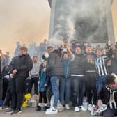 Newcastle United fans gathered in Trafalgar Square, London, in 2023 ahead of the of the Carabao Cup final.