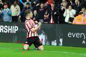 Joe Gelhardt of Sunderland celebrates. (Photo by Martin Swinney/Sunderland AFC via Getty Images).