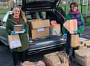 The Cultural Spring’s Emma Horsman, left, with Emma Scarr dropping off craft packs.