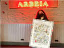 Jade Thirlwall in her home town bar Arbeia where the South Shields print by design company Lines Behind will go on display.