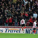 Niall Huggins celebrates after scoring for Sunderland against Watford. Photo: Frank Reid