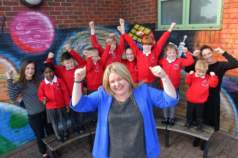Plenty of cheers at St Paul's CE Primary School in 2018. Head teacher Natalie Fountain is pictured with Year 6 teacher Kathryn Rowland and assistant headteacher Jackie Graham as they celebrated the school's Ofsted success.