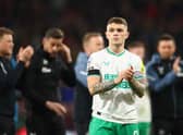 Kieran Trippier of Newcastle United applauds fans after the Premier League match between AFC Bournemouth and Newcastle United at Vitality Stadium on February 11, 2023 in Bournemouth, England. (Photo by Dan Istitene/Getty Images)