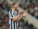 Newcastle player Sven Botman reacts during the Carabao Cup Fourth Round match between Newcastle United and AFC Bournemouth at St James' Park on December 20, 2022 in Newcastle upon Tyne, England. (Photo by Stu Forster/Getty Images)