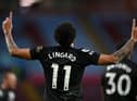Jesse Lingard of West Ham United celebrates after scoring his team's third goal during the Premier League match between Aston Villa and West Ham United at Villa Park on February 03, 2021 (Photo by Shaun Botterill/Getty Images)