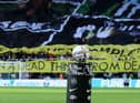 A detailed view of the Nike Flight Premier League match ball on the 'No Room For Racism' match ball plinth prior to the Premier League match between Newcastle United and Brentford FC at St. James Park on October 08, 2022 in Newcastle upon Tyne, England. (Photo by Ian MacNicol/Getty Images)
