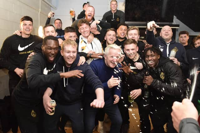 South Shields celebrate after securing promotion (Photo credit: Kev Wilson)