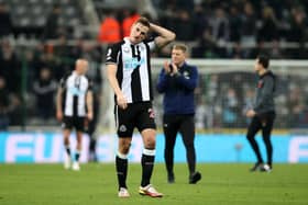 Chris Wood of Newcastle United reacts after their sides draw during the Premier League match between Newcastle United and Watford at St. James Park on January 15, 2022 in Newcastle upon Tyne, England. (Photo by Ian MacNicol/Getty Images)
