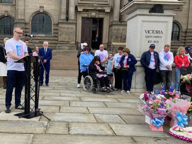 Chloes's dad Mark Rutherford spoke on behalf of the families during the memorial service.