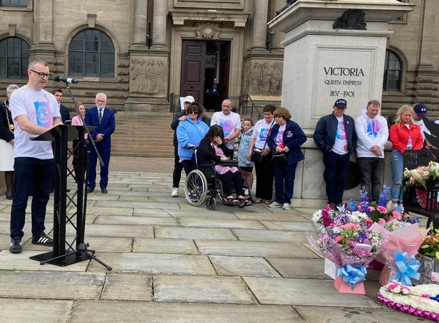 Chloes's dad Mark Rutherford spoke on behalf of the families during the memorial service.