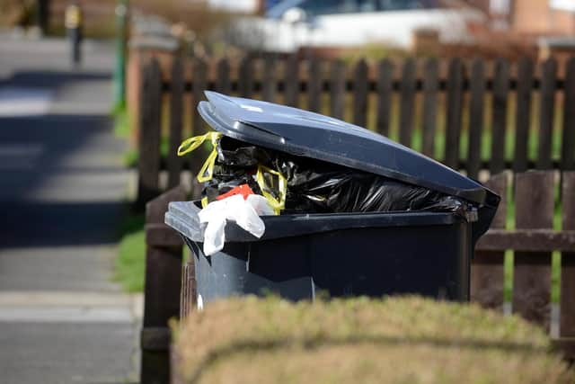 A full bin waiting to be emptied on South Tyneside as collections are once again disrupted by strike action.