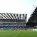 A general view of St James' Park during its first game back with fans during the Premier League match between Newcastle United and Sheffield United at St. James Park on May 19, 2021 in Newcastle upon Tyne, England.