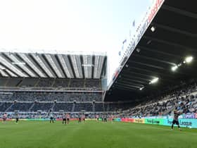 A general view of St James' Park during its first game back with fans during the Premier League match between Newcastle United and Sheffield United at St. James Park on May 19, 2021 in Newcastle upon Tyne, England.