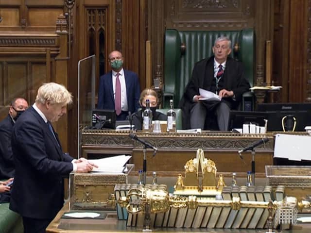 Prime Minister Boris Johnson speaking about the Covid-19 pandemic in the House of Commons, London. Photo by PA.