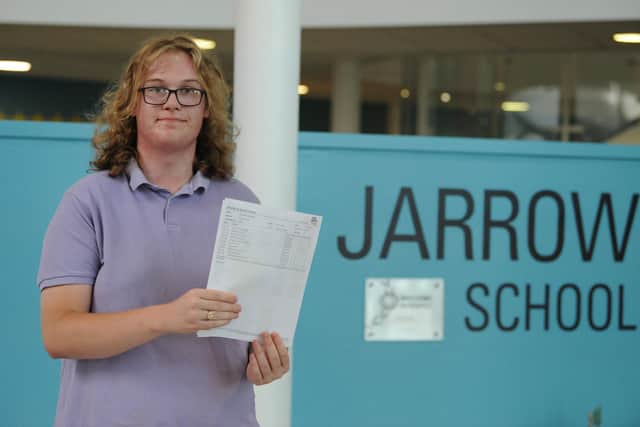 Jarrow School student Edward Maddison with his GCSE results.